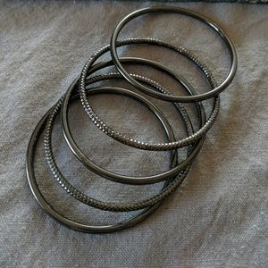 Express bracelets set of 5 dark gray stack bangles